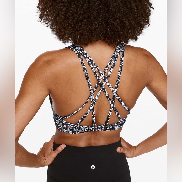 Lululemon women’s Black floral Spritz Multi free to be serene sports bra in US 6 - Picture 1 of 9